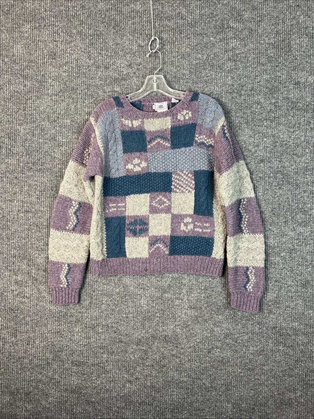 Vintage Clipper Bay Womens Hand Knit Sweater Size Medium Shetland Wool Cottage